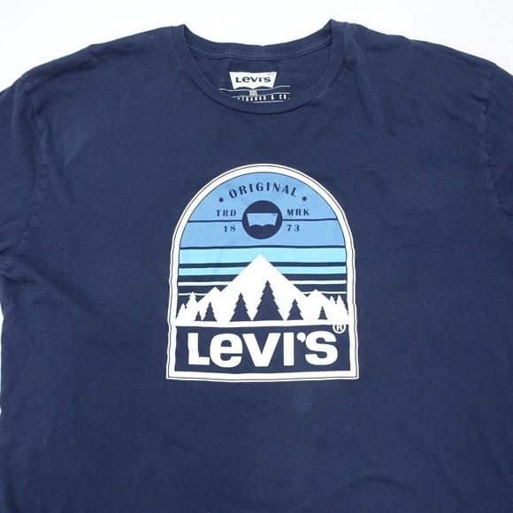 Levi's T-Shirt Men's Size 2XL Blue Long Sleeve Pullover Regular Fit Crew Neck - Picture 3 of 7